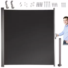 Rolós terasz oldal napellenző, sötétszürke - 180x400cm