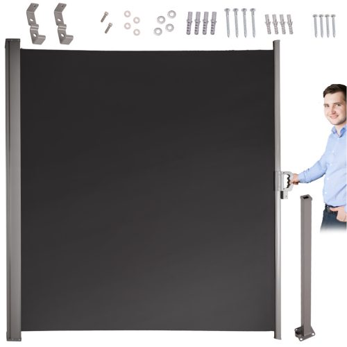 Rolós terasz oldal napellenző, sötétszürke - 180x400cm