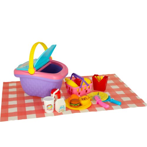 Játék piknik kosár pizzával és kiegészítőkkel