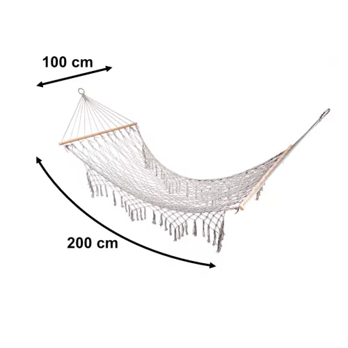 Kerti hálós függőágy, szürke - 200cm