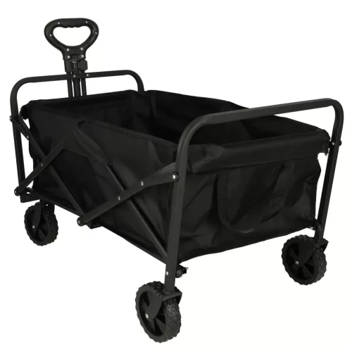 Összecsukható fém vázas kocsi, fekete - 100l/100kg