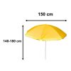 Kerti állítható és összecsukható napernyő UV védelemmel, sárga - 150cm