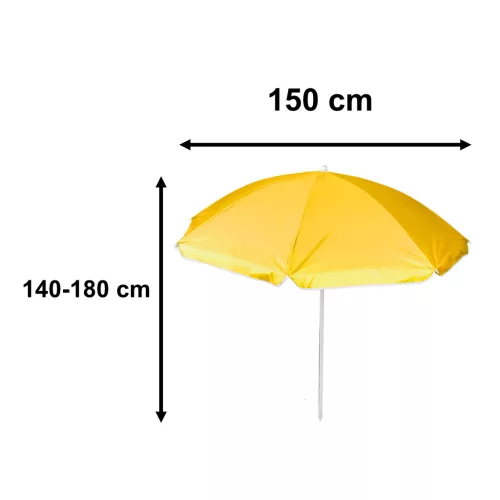 Kerti állítható és összecsukható napernyő UV védelemmel, sárga - 150cm