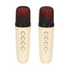 Mini bluetooth karaoke készlet 2 mikrofonnal - krémszínű