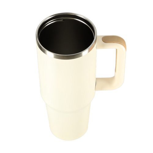 Termoszbögre füllel és szívószállal, krémszínű - 1200ml