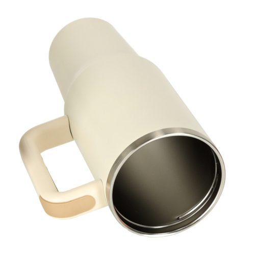 Termoszbögre füllel és szívószállal, krémszínű - 1200ml