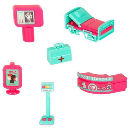 Kihajtható mentőautó játékkészlet babával - 10db