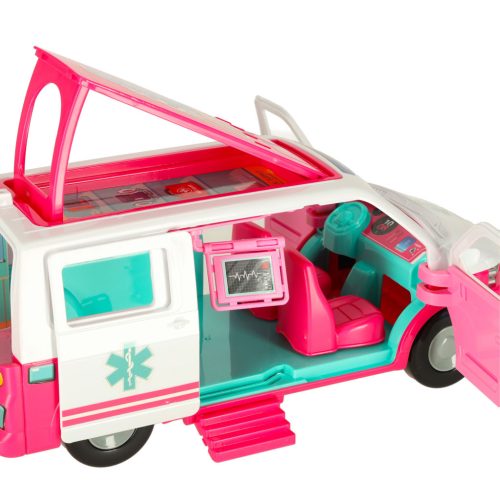 Kihajtható mentőautó játékkészlet babával - 10db