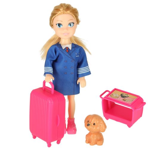 Kihajtható repülő légiutas-kísérő játékkészlet babával