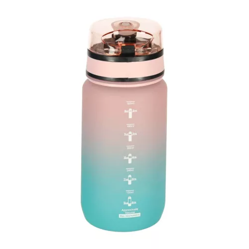 Kulacs jelölésekkel és kattintós fedéllel, rózsaszín/kék - 600ml