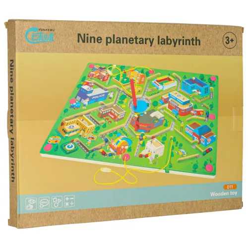 Mágneses golyó labirintus játék, város - 38,5x29x1,1cm