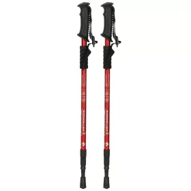 Állítható hosszúságú túrabotok, piros - 65-135cm