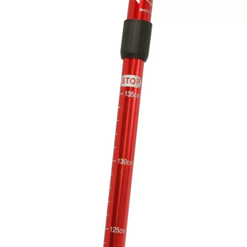 Állítható hosszúságú túrabotok, piros - 65-135cm