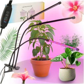 LED növénytermesző lámpa 3 karral, USB - 70cm