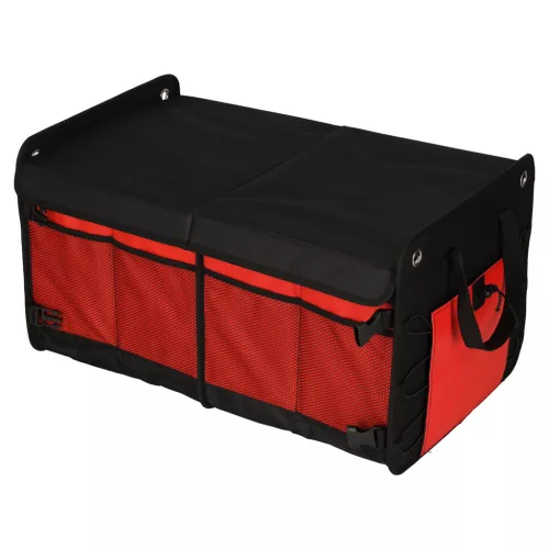 Összecsukható csomagtartó rendszerező hordozó fülekkel 60l, fekete/piros - 32x58x37cm