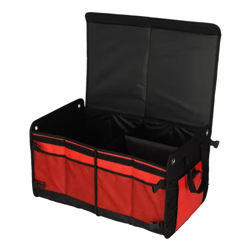 Összecsukható csomagtartó rendszerező hordozó fülekkel 60l, fekete/piros - 32x58x37cm