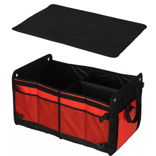 Összecsukható csomagtartó rendszerező hordozó fülekkel 60l, fekete/piros - 32x58x37cm