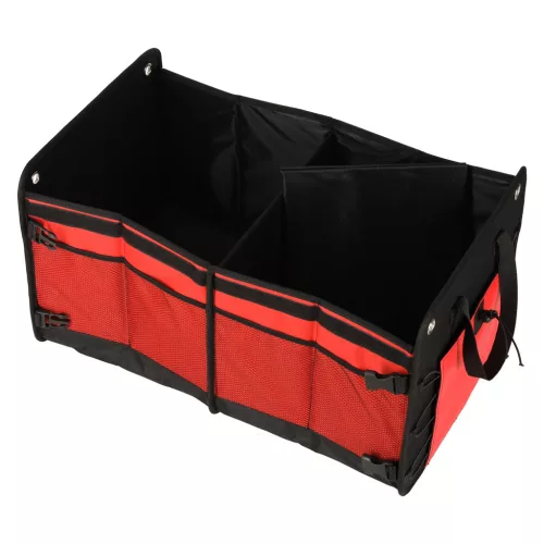Összecsukható csomagtartó rendszerező hordozó fülekkel 60l, fekete/piros - 32x58x37cm