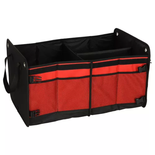 Összecsukható csomagtartó rendszerező hordozó fülekkel 60l, fekete/piros - 32x58x37cm