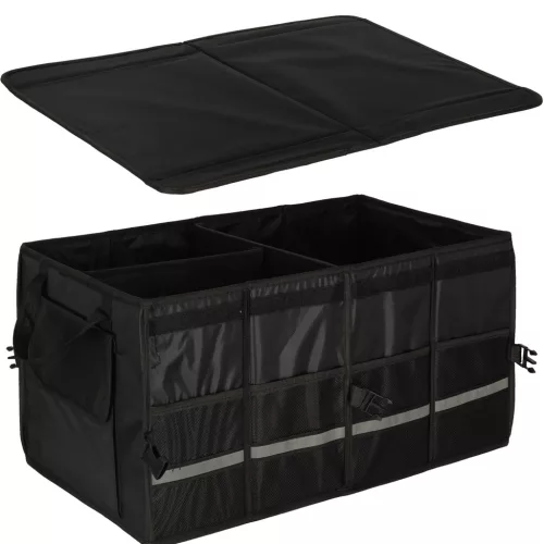 Összecsukható csomagtartó rendszerező hordozó fülekkel 50l, fekete - 30x35x60cm