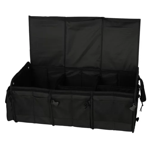 Összecsukható csomagtartó rendszerező hordozó fülekkel 100l, fekete - 32x37x75cm