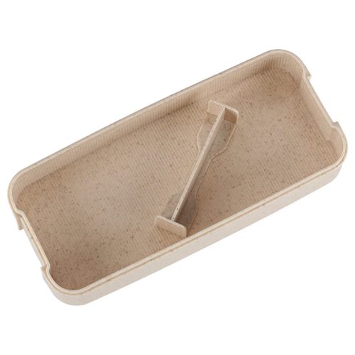 Kétszintes ételdoboz evőeszközökkel, bézs - 750ml