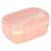 Háromszintes ételdoboz evőeszközökkel, rózsaszín - 1900ml
