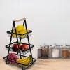 Háromszintes fém gyümölcskosár, fekete - 34x17,5x48cm