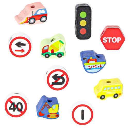 Fa felfűzhető jármű blokkok közlekedési táblákkal