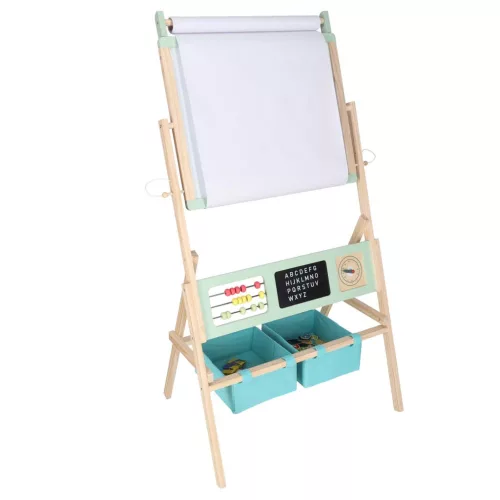 LULILO 3 az 1-ben kétoldalas mágneses fa krétatábla kiegészítőkkel - 62x43x112cm