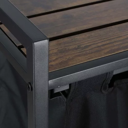 Dupla kihúzható textil szennyeskosár fém kereten polccal - 73x33x73,2cm