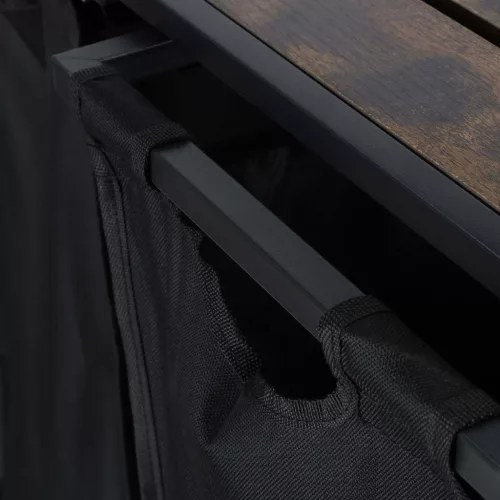 Dupla kihúzható textil szennyeskosár fém kereten polccal - 73x33x73,2cm