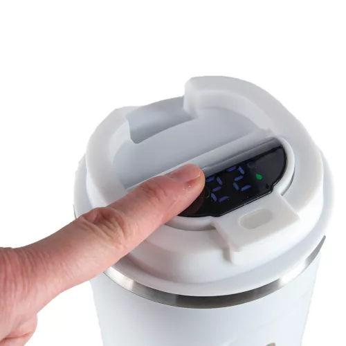 Rozsdamentes acél termosz bögre LED kijelzővel, 420ml - fehér