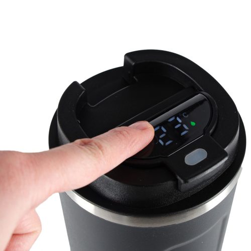 Rozsdamentes acél termosz bögre LED kijelzővel, 420ml - fekete