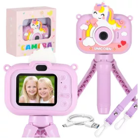 Gyerek digitális kamera állvánnyal - lila egyszarvú