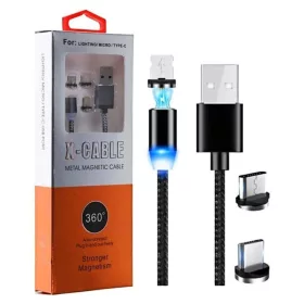   3 az 1-ben mágneses töltőkábel, Lightning/Micro USB/USB-C - 1m