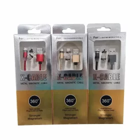   3 az 1-ben mágneses töltőkábel, Lightning/Micro USB/USB-C - 1m