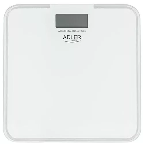 Fürdőszobai mérleg LCD kijelzővel és élvilágítással, fehér 180kg/100g - 30x30cm