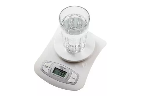 Konyhai mérleg tállal, fehér- 5kg/1g