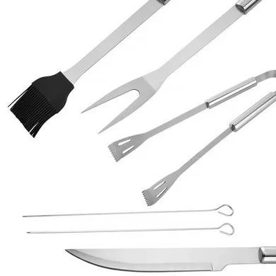 Rozsdamentes acél grill eszköz készlet tokban - 5db