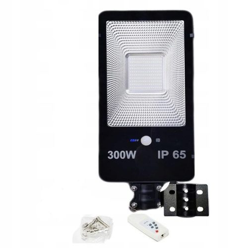 Napelemes LED lámpa mozgás és szürkületérzékelővel, távirányítóval - 300W