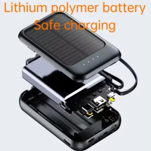 Napelemes külső akkumulátor beépített kábelekkel - 10000mAh