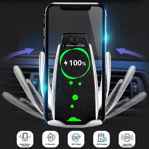 Autós telefontartó vezeték nélküli töltővel